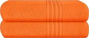 [BOUTIQUO] 100% Cotton 2 Pack Bath Towel Set 28x55, Eco-Friendly Large Bath Towels, Compact Quickdry Lightweight Soft & Highly Absorbent Bath Towel, Ideal for Everyday Gym Travel Camp Pool - Orange