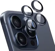 [4 Pack] T Tersely Camera Lens Screen Protector for iPhone 15 Pro/iPhone 15 Pro Max 2023, 9H Transparent Camera Tempered Glass Grade Protective Cover - Blue