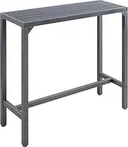 TMEE Outdoor Bar Table Patio High Pub Table 55”L Counter Height Table with Waterproof Top and Sturdy Metal Frame for Hot Tub/Poolside/Garden/Balcony/Hallway/Bistro, Rectangle, Black