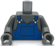 Lego New Dark Bluish Gray Torso Fur Blue Overalls Piece