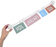 NUOBESTY Flip Calendar Bulletin Board for Classroom Adjustable Calendar Holder Teacher School Decor with 54 Date Cards