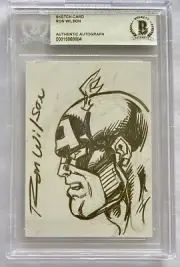 RON WILSON SIGNED & SKETCH CAPTAIN AMERICA BECKETT AUTHENTIC AUTO & ART CARD