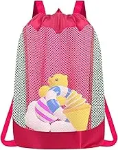 Beach Toy Bag - Drawstring Beach Organizer Bags - Child-Friendly Organizer Mesh Backpack For Shells Towels Swimsuits Snacks Storage And Travel Use