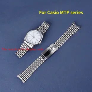 適用於卡西歐 MTP-1302D-1A1VDF MTP-1183 Jubilee 錶帶手鍊牡蠣部署扣鋼錶帶 20 毫米