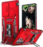 [LeYi] for Galaxy S22-Ultra Case: Samsung Galaxy S22 Ultra Case with Magnetic Stand, Heavy Duty Dual Layer [TPU Frame & PC Back] Protective, Camera Cover for Samsung S22 Ultra Case, Red
