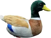 Kawaii Realistic Mallard Duck Plush Toy Stuffed Animal Lifelike Green Duck Plushie Pillow Doll Home Decoration 12.2" Long (Mallard Duck)