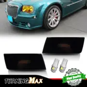 For 2005-10 Chrysler 300 Black Lens White LED Front Side Marker Lights Bulbs Set