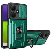 case For Infinix Hot 30I Slide Camera Lens Protection and Built in 360 Rotatable Ring Holder - Dark Green