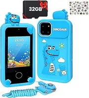ARSH Kids Smart Phone Toy, 32GB TF Card Unicorn Design Kids Cell Phone Touchscreen Hologram Projection Kit Dual Camera Music Player Learning Apps Toddler Smart Mobile Phone for Kids Toy Mobile (Blue)