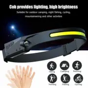 COB LED Headlamp USB Rechargeable Head Light Torch Work Light Bar Head Band Lamp