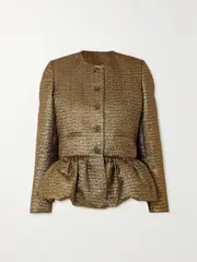 [LIBEROWE] LIBEROWE - + Net Sustain Crystal-embellished Metallic Jacquard Peplum Jacket - Gold - x small x small Gold