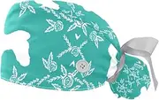 [WOSHJIUK] Working Hat 2 Pack Scrub Caps for Women,Floral Silhouette Dog,Tie Back Cap Adjustable Scrub Hat