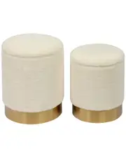 TOV Furniture Set of 2 Faux Sheepskin Storage Ottomans