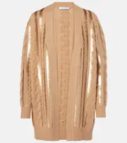 [Max Mara] Max Mara Mirco sequined wool and cashmere cardigan UK 10 brown