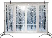 10x8ft Winter Snow Forest Scenery Christmas Tree Vinyl Backdrop Photo Background