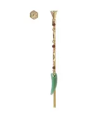 Banana Republic Gold Horn Drop Earring Tassel Green Crystal Earring Set NWT 45
