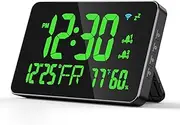 Oimzzr WiFi Desktop Clock Calendar ligent Thermometer Hygrometer with Digital Display Support WiFi Auto-Calibration/4-Level Adjustable Brightness/APP Remote View/High Temperature Warning for Green