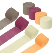 8 Roll Crepe Paper Streamers Decor Dark Red,Coffee,Light Orange,White