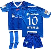 [Boriverae] Neymar Children's Jersey #10 - Al Hilal Football Set with Jersey, Shorts, Socks & Accessories | Children's Football Jersey for Training, Leisure & Tournaments (4-14 Years), blue, 128