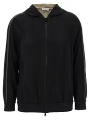 [Brunello Cucinelli] Brunello Cucinelli-Shiny Trims Felpe Nero-Donna L
