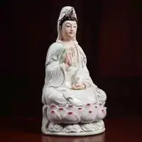 在飛比找Yahoo!奇摩拍賣優惠-七珍陶瓷南海觀音菩薩佛像家裡供奉客廳佛堂家用觀世音菩薩像擺件