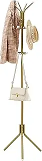 Hoctieon Coat Rack Freestanding, Heavy Duty Coat Hanger Stand with 12 Hooks, Entryway Hall Tree, Floor Standing Coat Rack, Coat Rack Stand, Clothes Rack, Coat Tree, Gold