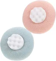 Healeved Bath Shower Ball with Suction Cup 2 Pack Body Scrubber Bath Tool Exfoliating Brush