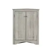 YOFE Floor Storage Corner Cabinet Triangle Adjustable Shelves Wood Brown Oak
