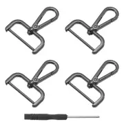 4Pcs Swivel Clasps, 1.5" D Ring Detachable Snap Hook with Screwdriver, Black