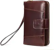 [KXUISDUJ] Long Checkbook Wallet for Men Leather Wallet Zipper Bifold Wallet Passport Wallet (Color : Brown, Size : 10.5 * 4 * 18cm), Brown, 10.5*4*18cm