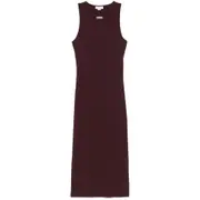 [Alexander Mcqueen] Alexander Mcqueen Ribbed Midi Dress 42 IT RED