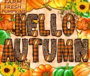 HELLO AUTUMN PLAID PUMPKINS SUNFLOWER LEOPAD COMPUTER MOUSE PAD 9 x 7 OR HOT PAD