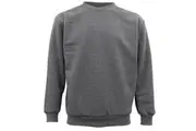 New Adult Unisex Plain Pullover Fleece Jumper Mens Long Sleeve Crew Neck Sweater - Grey