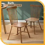 Furb Wood Accent Dining Chairs Set of 2 Brown