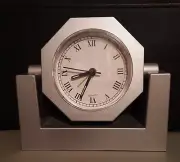 Vintage Classic Silver Look, Quartz Alarm Clock, 360 Pivotal Face, Battery