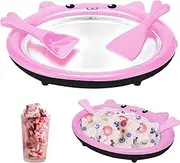 Rolled Ice Cream Maker, 11.8inch DIY Rolled Ice Cream Machine with Hand Shovels, Homemade Frozen Yogurt Maker Instant Cold Plate for Making Soft Serve Slushies Sorbet(Pink)