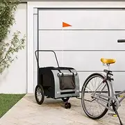 Pet Bike Trailer Black and Grey Oxford Fabric and Iron,Pet Pushchairs & Strollers 8.8KG-93853