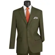 LUCCI Men's Olive Green 2-Button Classic-Fit Poplin Polyester Suit - NEW