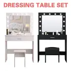 Dressing Table Makeup Mirrored Lighting Vanity Dresser Set Bedroom with Stool