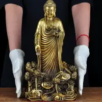 在飛比找樂天市場購物網優惠-純銅釋迦牟尼佛佛像擺件釋迦牟尼佛站像大日如來家用寺廟佛堂供奉