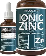 Ionic Liquid Zinc Supplement (240 Servings) |Best Value & Quality| Glass Bottle, Vegan, Highest Absorption, Zinc Sulfate | Supports Immunity, Mood, Brain Thyroid (2 oz.)