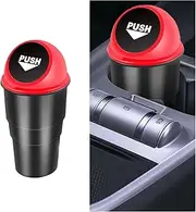 Automotive Cup Holder Car Trash Can with Lid, Leakproof Vehicle Central Garbage Can Bin, Mini Essential Car Accessories for Interior, Rubbish Bin for Auto Office Home Kitchen Bedroom (Red/1PC)