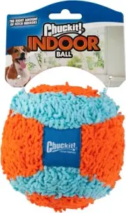 Chuckit! Indoor Fetch Ball Dog Toy (4.75 Inch), Orange and Blue