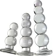 3/4/5 Balls Crystal Anal Beads Butt Plug Glass Anal Plug Anal Chain with Anal Beads Extra Smooth Anal Dildo Anal Hook Anus Masturbator Sex Toy Sex Toys for Men and Women(L)