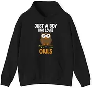 [X.Style] Just a Boy Who Loves Owls for Toddlers Boys Birds Lover ds022 Hoodie Black M