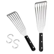 2-piece Fish Spatula Turner Metal Slotted Stainless Steel For Flipping Turning