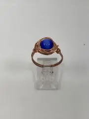 Handmade ~ Copper Wire Wrap ~ Glass Bead Ring ~ Size 8 #105