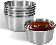 6Pcs 2 Oz Stainless Steel Dipping Sauce Cup, Mini Dip Bowls, Reusable Metal Condiment Cups Ramekins Containers 4.5 X 3.3 X 5.8cm (Silver)