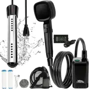 6000Mah Portable Shower for Camping with 2000W Immersion Water Heater – Recharge