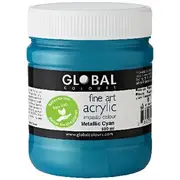 Global Colours Acrylic Paint Zero VOC 500mL Metallic Cyan